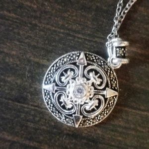 viking necklace silver with jewel in middle